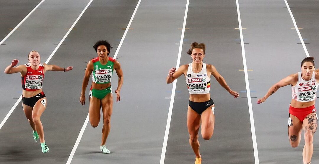 Rosalina Santos e Jessica Barreira no pódio no meeting de atletismo de Sabadell